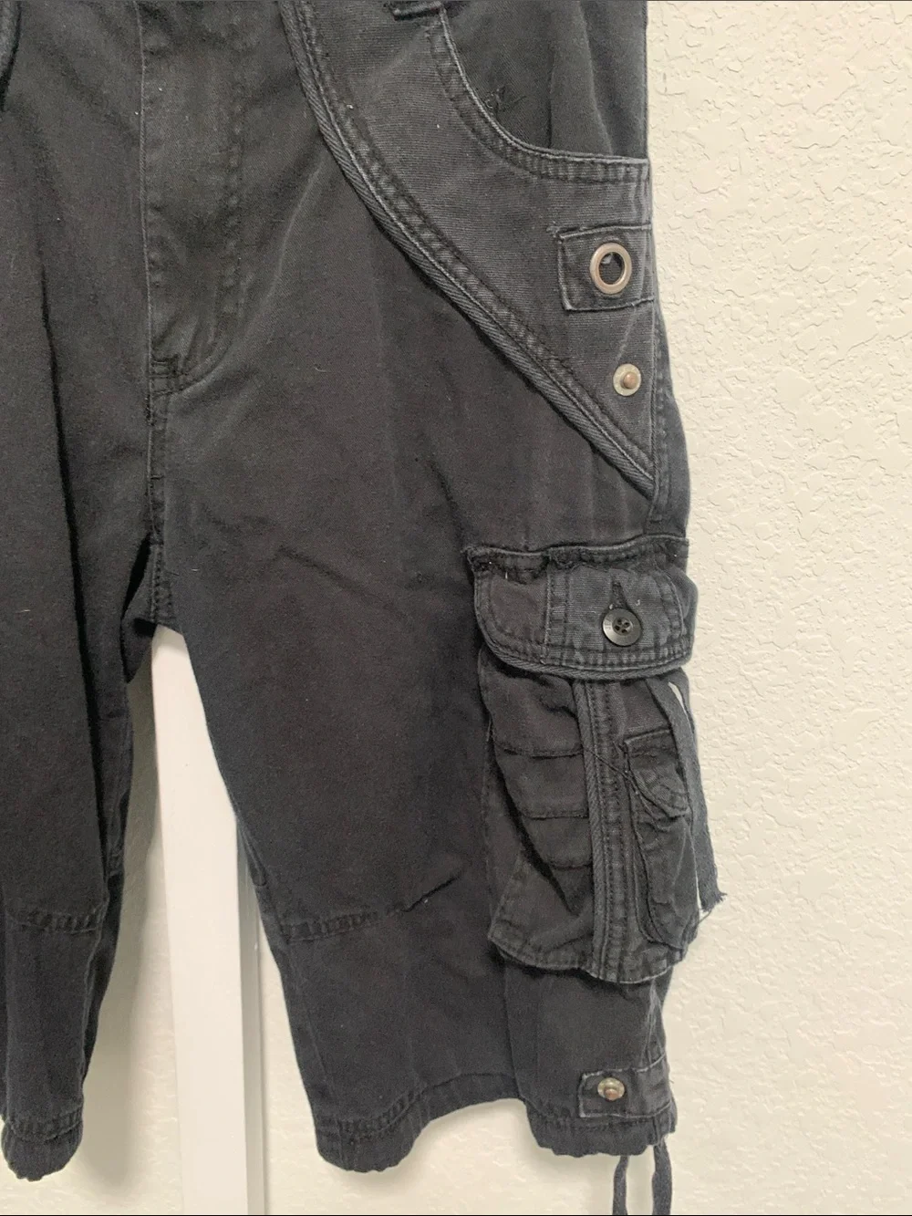 Y2K Request Jeans Black Cargo Utility Goth Shorts